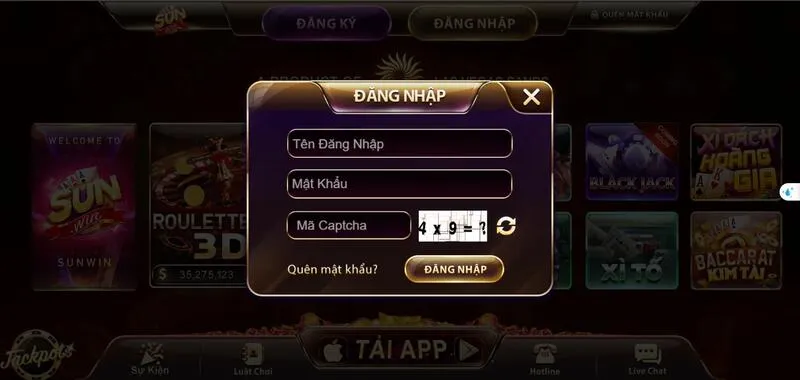 Sunwin 28 Nhập đầy đủ thông tin trong form đăng nhập