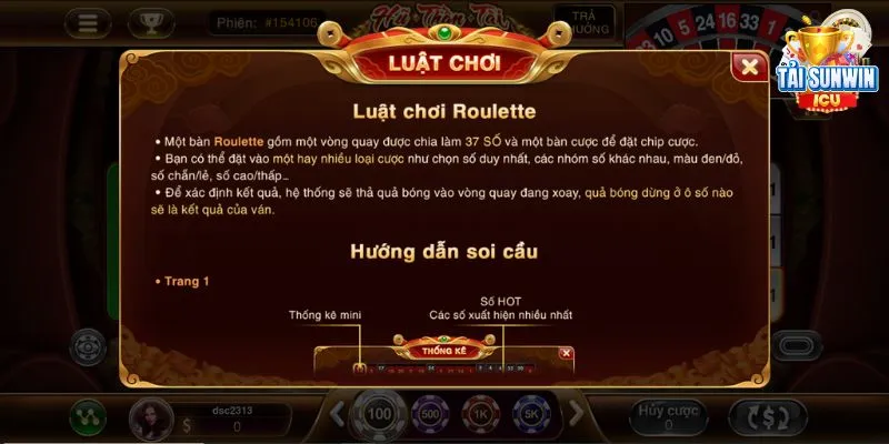 Roulette Sunwin – Trò chơi cá cược siêu hấp dẫn và độc đáo 2 Luật chơi cơ bản dành cho khách hàng mới