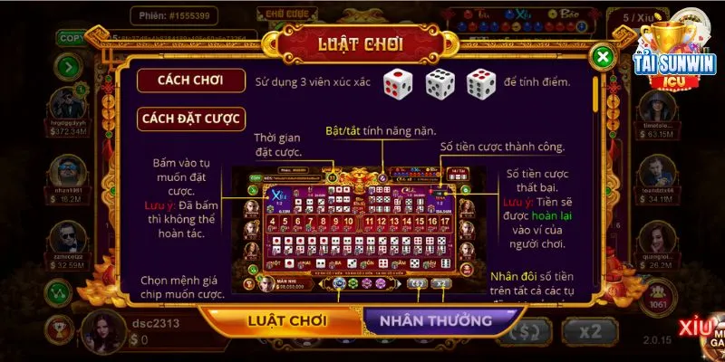Sicbo tài phú sunwin – Trò chơi nổ hũ chất lượng 2024 2 Luật chơi sicbo tài phú cơ bản cho người mới